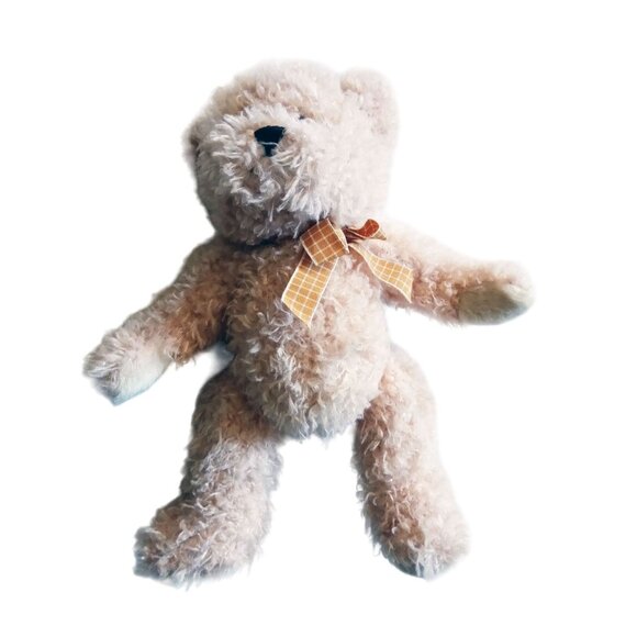 Ganz Plush Bear Orange Ribbon Murdoch Tan 12 Inch Stuffed Animal Vintage H14182 - Picture 1 of 12